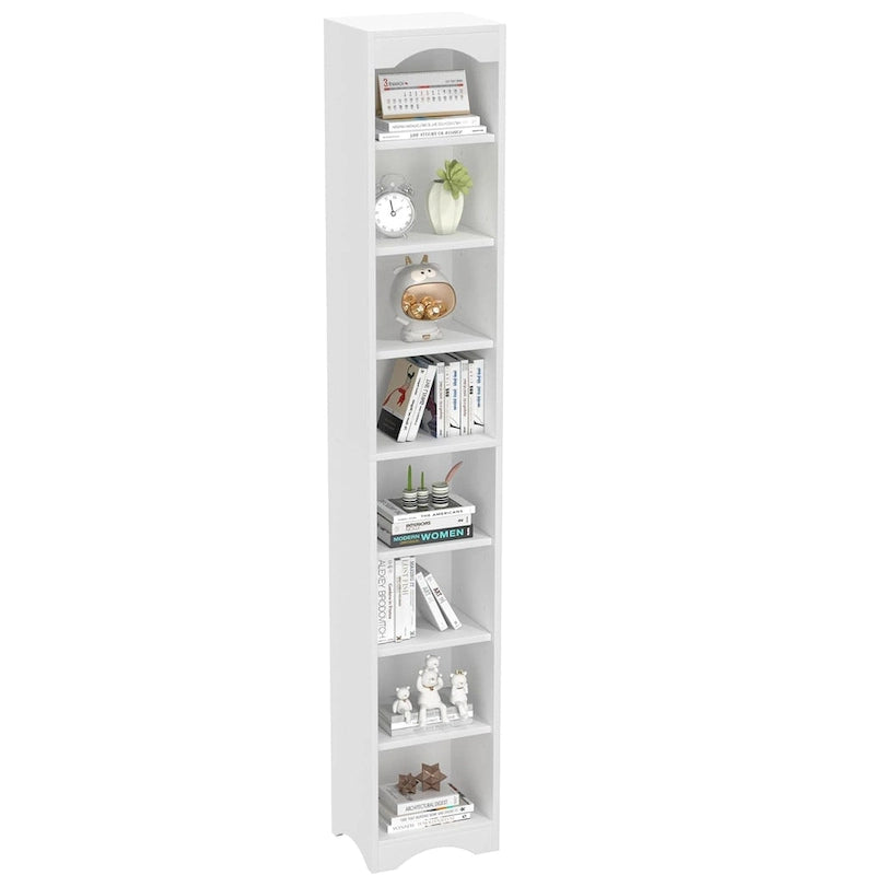 Armoire à linge étroite VECELO de 70.9 pouces de haut pour salle de bains, meuble de rangement autoportant en bois massif à 8 niveaux