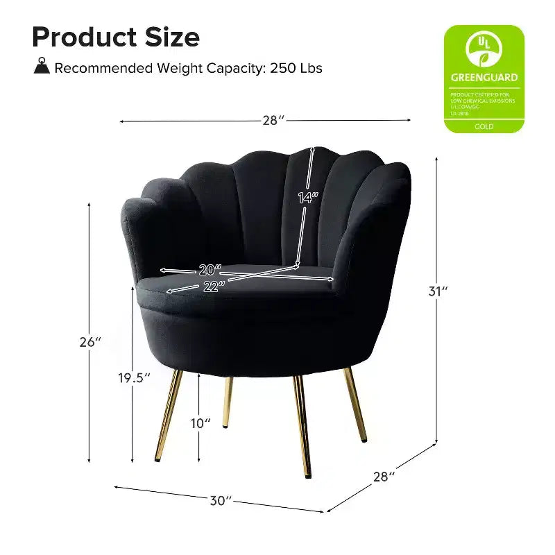 Comfy Barrel Chair with Golden Metal Legs, Living Room Accent Chair