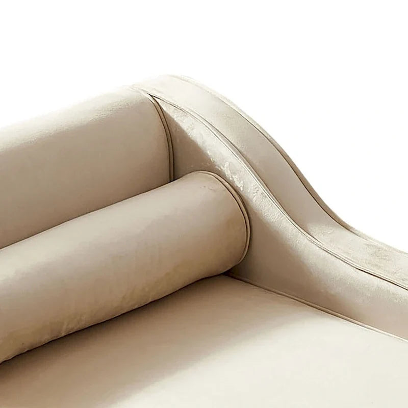 Méridienne élégante de style français en velours avec rangement et coussin