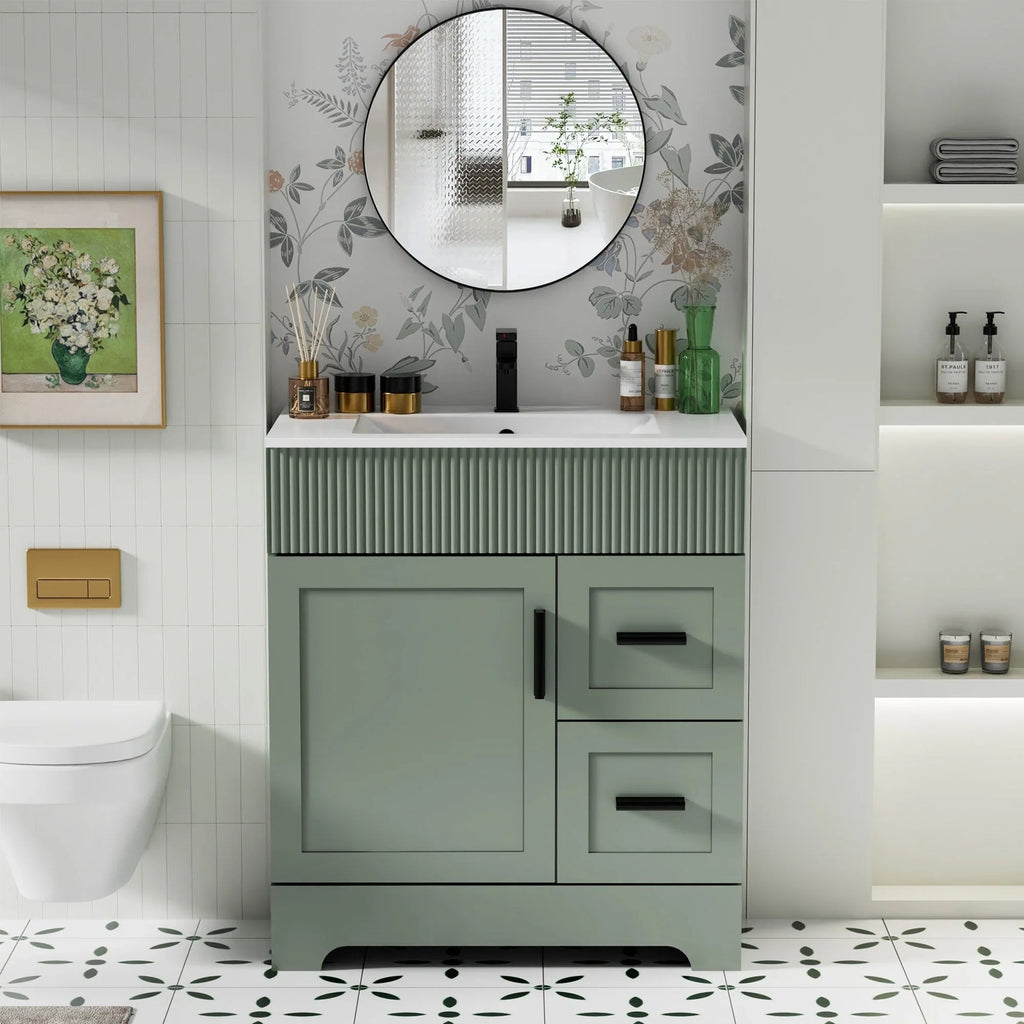 Ensemble meuble-lavabo de salle de bain Wavy Line 30/36/48 avec lavabo et robinet