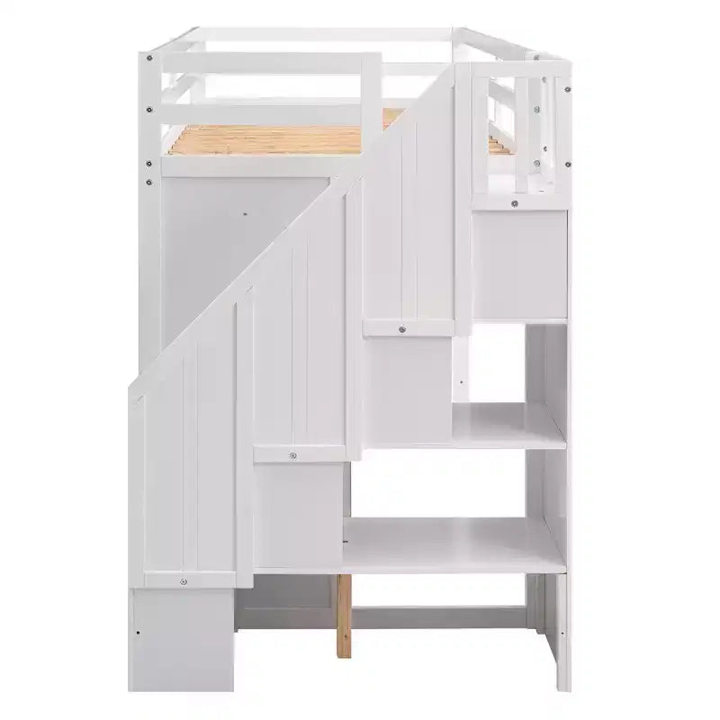 93.3 Functional Loft Bed with Wardrobes, Shelves, Drawers and Storage Ladder