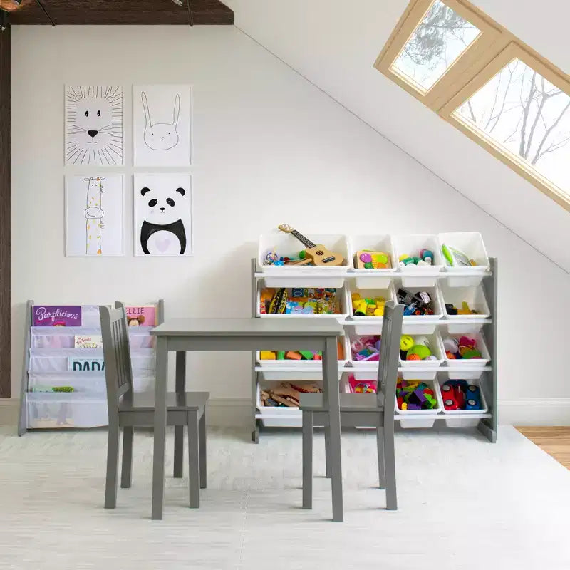 Ensemble table et chaise en bois pour enfants, 3 pièces - Humble Crew