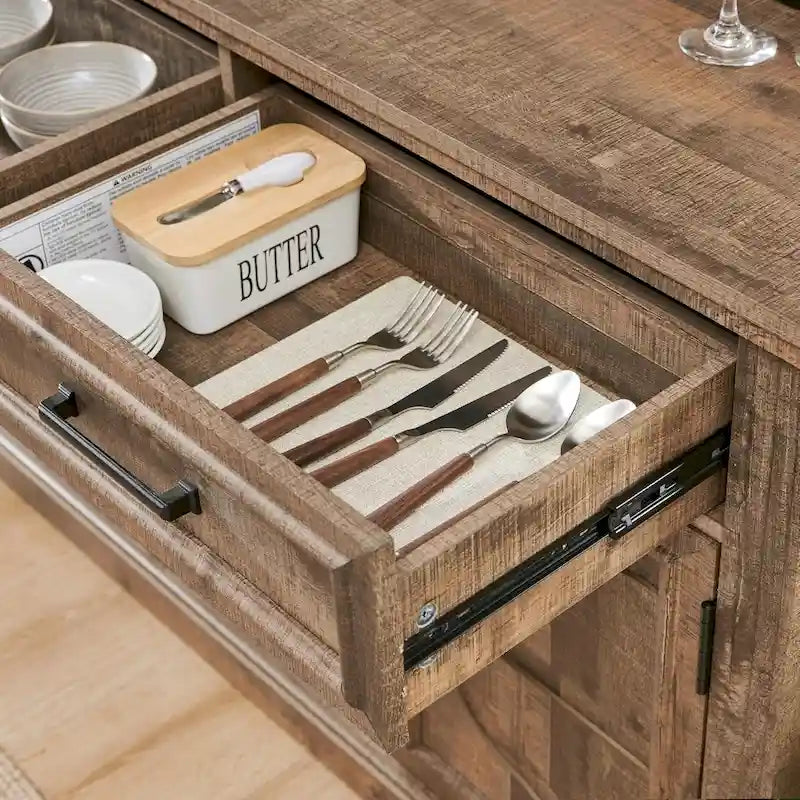 Credenza a buffet in stile rustico, mobile per angolo caffè o bar per vini per sala da pranzo - N/A